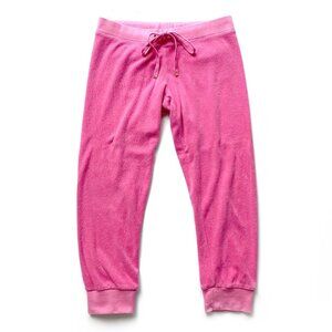 Juicy Couture Pink Velour Capri Joggers Sweatpants Y2K Back Flap Pockets Size XS